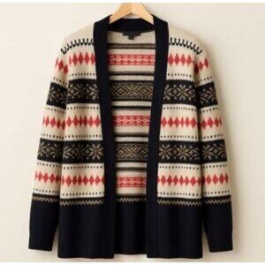 TalbotsTan Black Fair Isle Wool Mohair Blend Cardigan Sweater Women's Size 1X